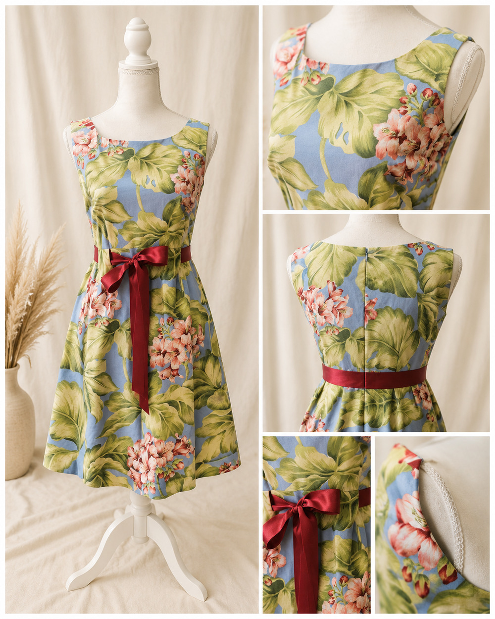 Yuka Resort Size 10 Floral Cotton Fit Flare Dress Cottagecore Garden Party 70's